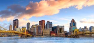 The Pittsburgh Skyline in the early afternoon. If you're looking for a Pennsylvania Industrial Flooring Contractor, look no further than PBS Painting.